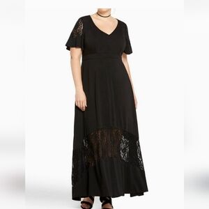 Torrid Maxi Dress Sz 14 with Lace Insets